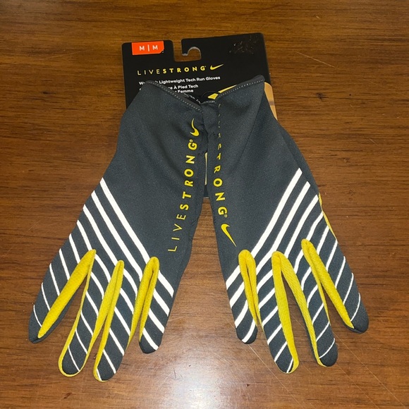 Nike Livestrong Tech Thermal Running Gloves Anthracite/Maize new Women's Medium - Picture 4 of 12